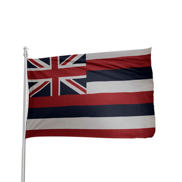 Hawaii State Flag by Atlantic Flag & Pole Inc. featuring vibrant colors and 13 stripes with aUnion Jack design.